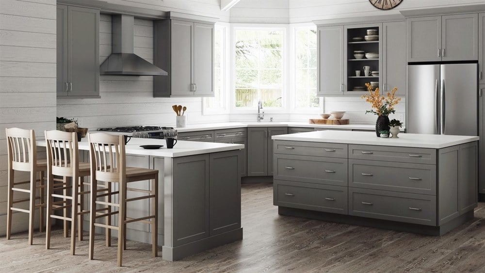 Modern kitchen in grey color scheme
